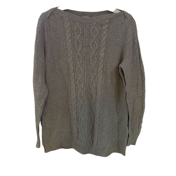 Crown & Ivy large gray sweater long sleep wool blend - Picture 1 of 6